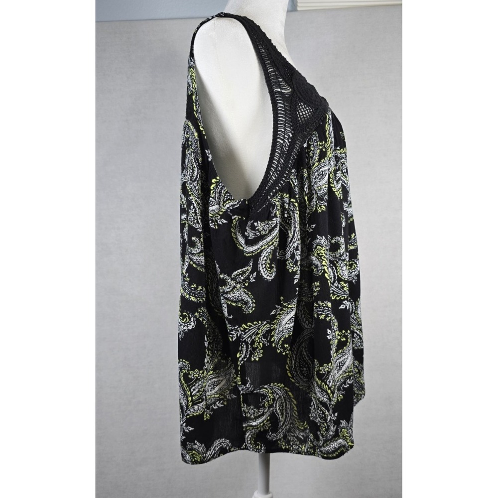 Cato Womens Tank Top Size 22/24W Crocheted Yoke Sleeveless Paisley Peasant Boho - Picture 3 of 15